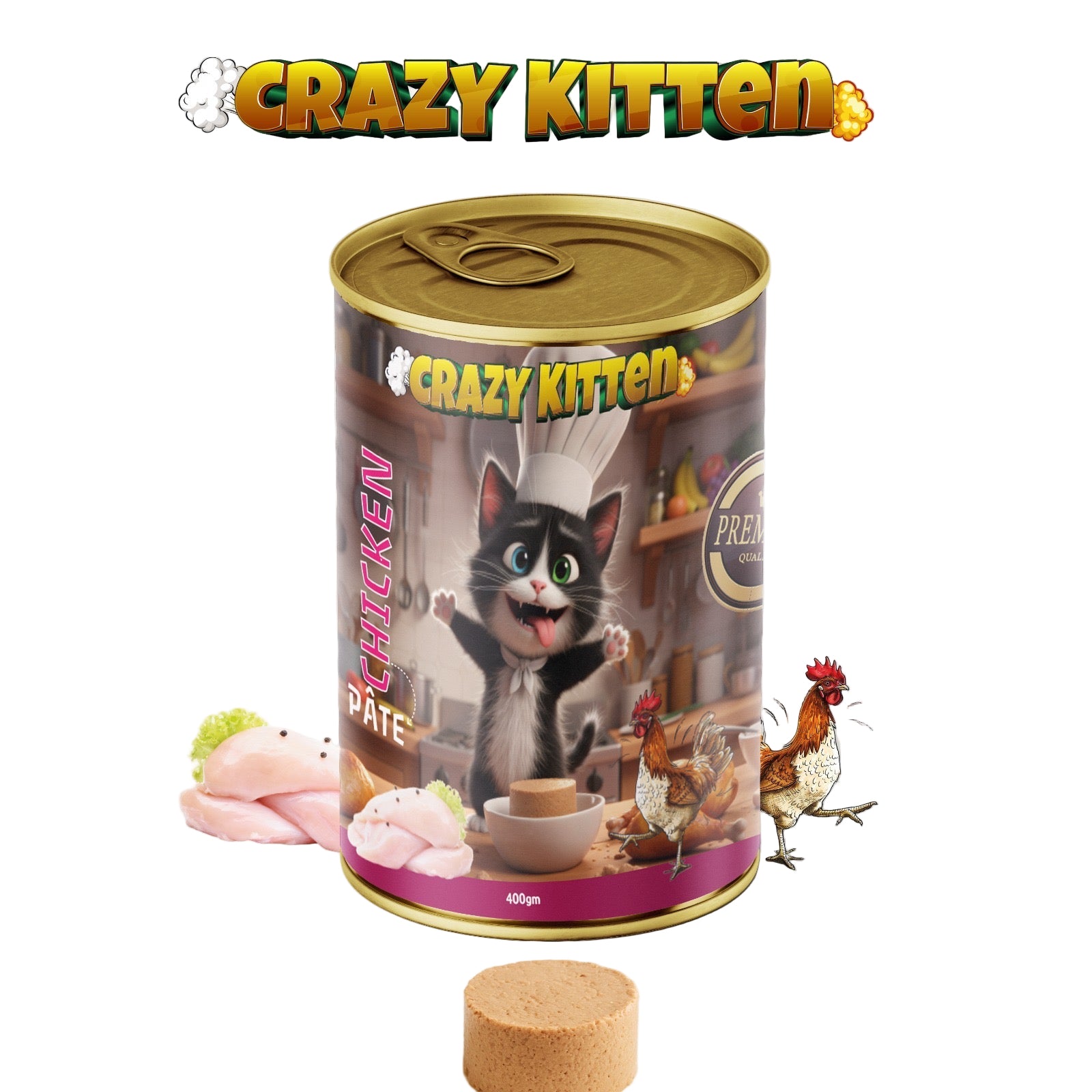 Crazy Cat Patè Kitten Wet Food with Chicken 400G