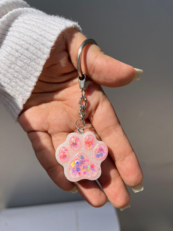 Paws Resin Keychain in Glitter Pink - PetYard