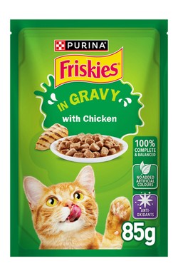 Purina Friskies Chicken Chunks in Gravy Wet Cat Food Pouch 85g