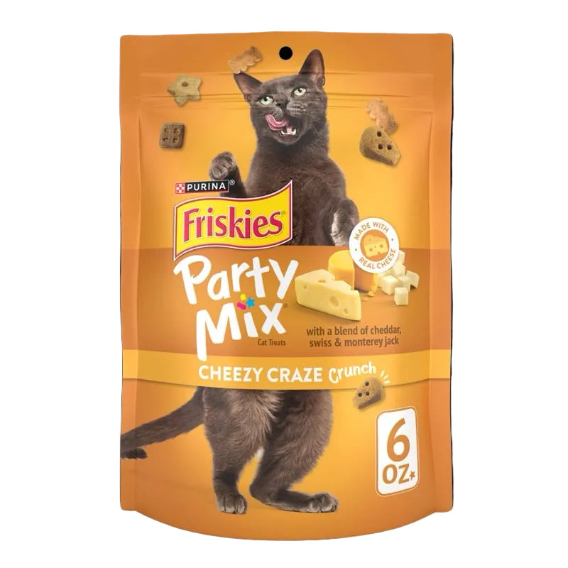 Friskies Party Mix Cheezy Craze Crunch Cheddar, Swiss & Monterey Jack Flavors Cat Treats 170G