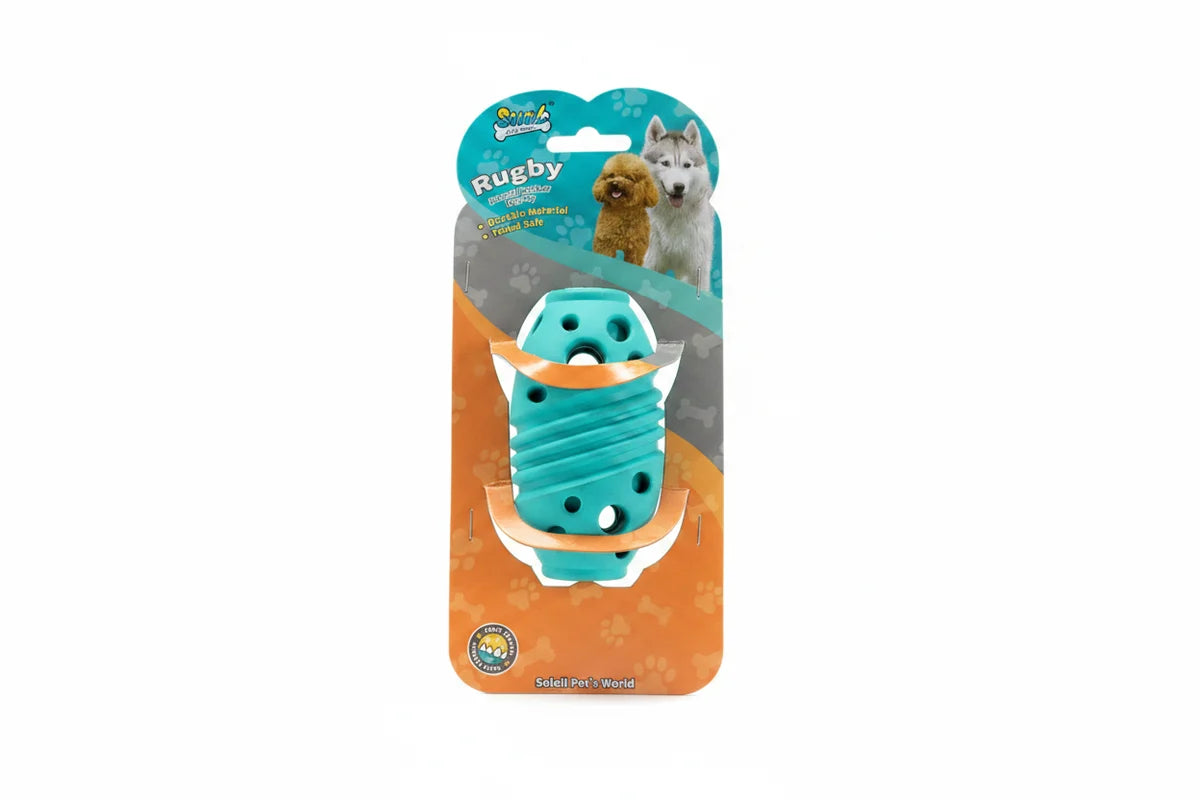 Soleil Pet's World Rugby Natural Rubber Blue Dog Toy