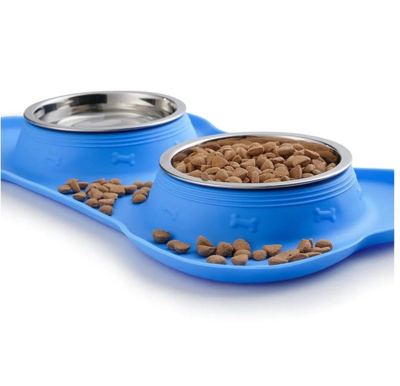 Pet Bowls with Non-Slip Silicone Mat