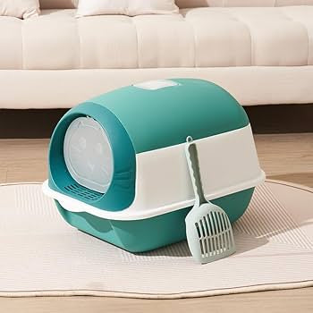 Cat Litter Box Closed Toilet Box with Groove Litter Box Closed for Cats Modern and Distinctive