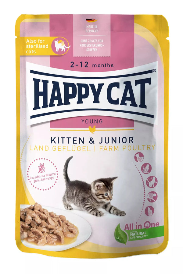 Happy Cat Kitten&Junior Poultry Flavour - 85G