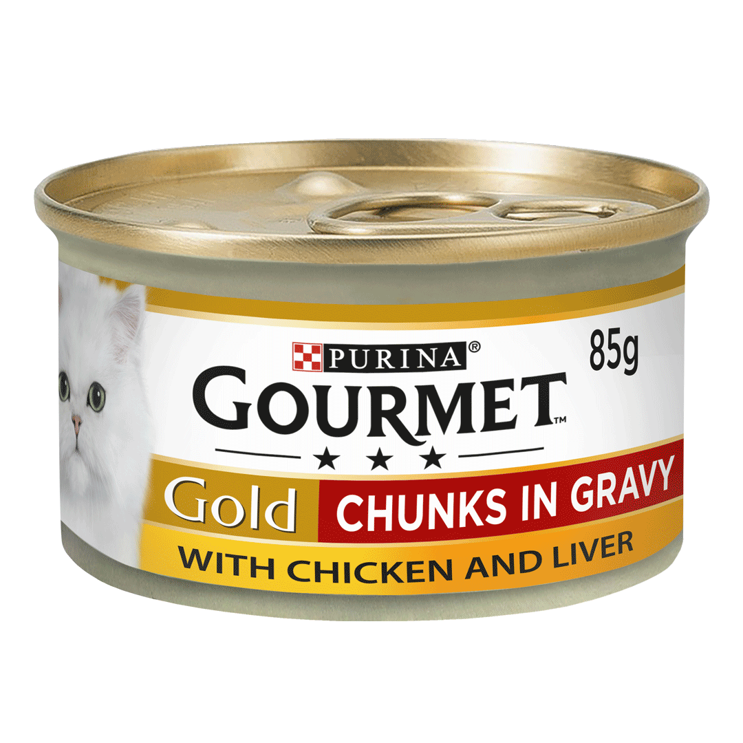 GOURMET® Gold  Chicken & Liver in Gravy Wet Cat Food 85G