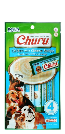 Inaba Churu Creamy Dog Treat with Chicken with Cheese Recipe 4x14G Tube