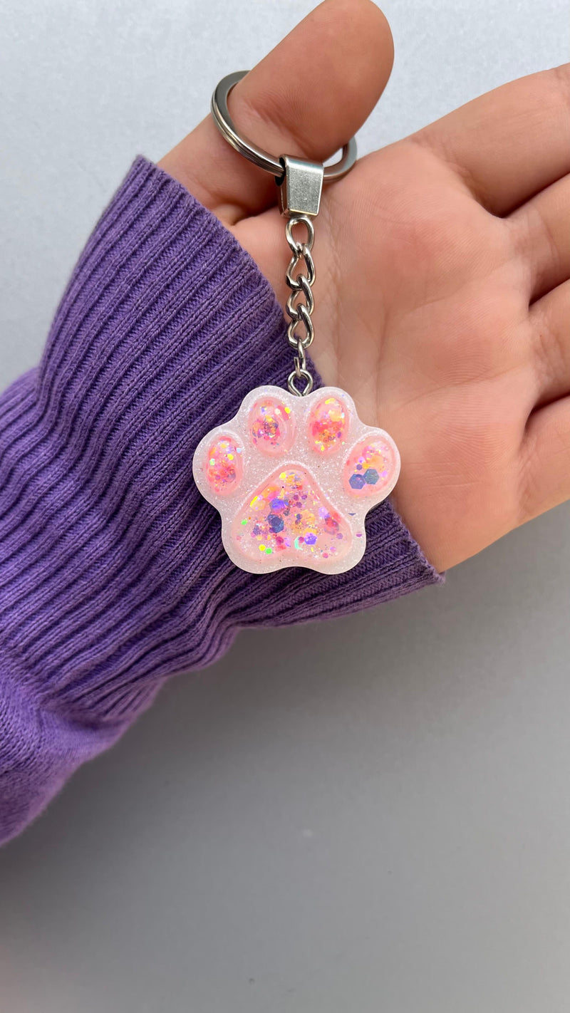 Paws Resin Keychain in Glitter Pink - PetYard