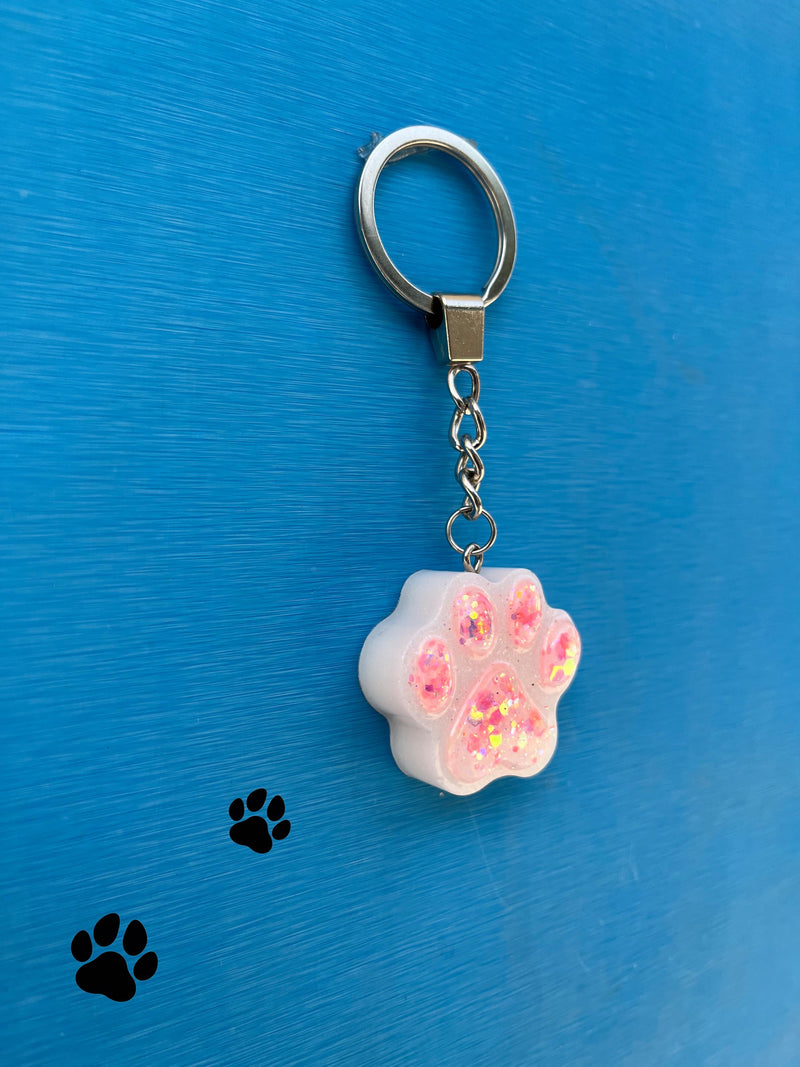 Paws Resin Keychain in Glitter Pink - PetYard