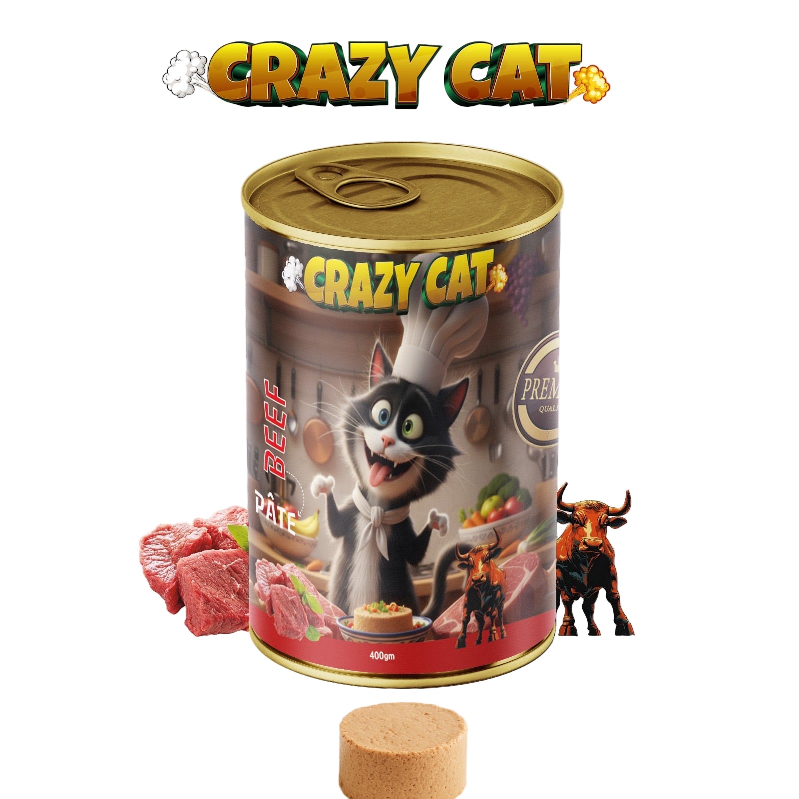 Crazy Cat Patè Cat Wet Food with Beef 400G