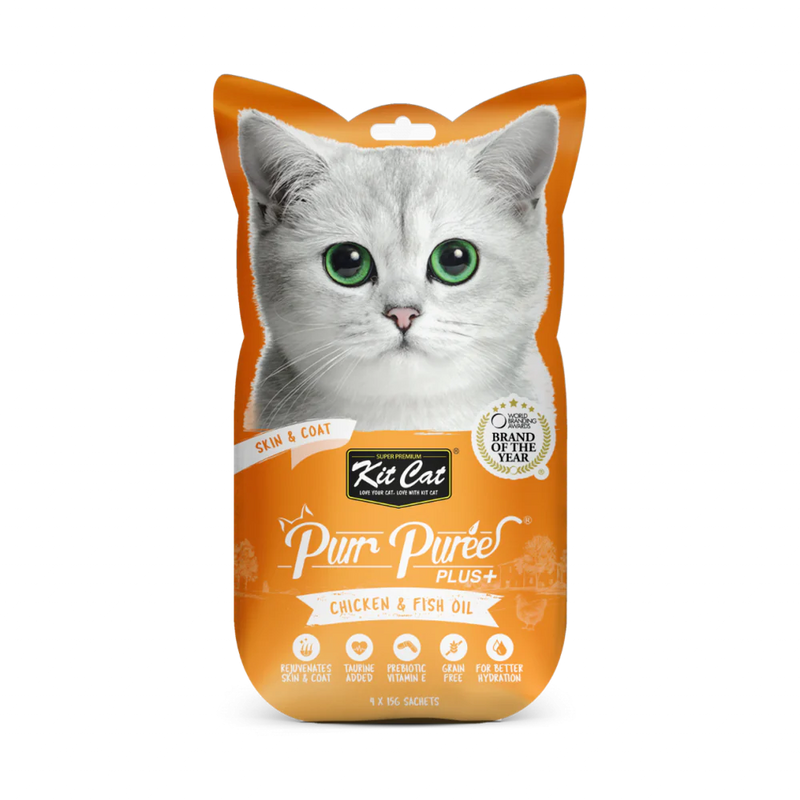 Kit Cat Purr Puree Plus+ Liquid Treat 4×15 gm with Different Flavors