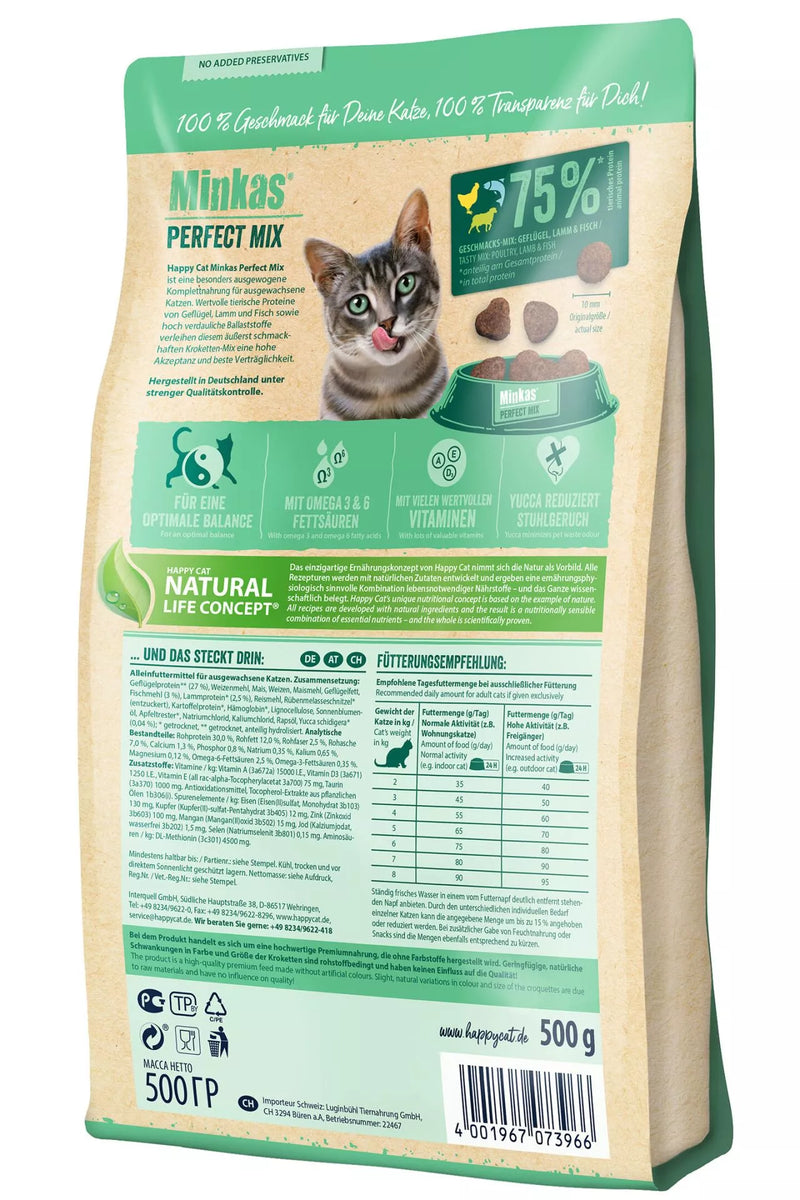 Happy Cat Minkas Perfect Mix Poultry, Fish & Lamb - Dry cat food 10KG