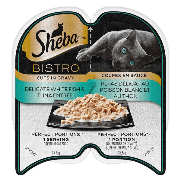 SHEBA Bistro Perfect PORTIONS Wet Cat Food in Gravy White Fish & Tuna , 75g