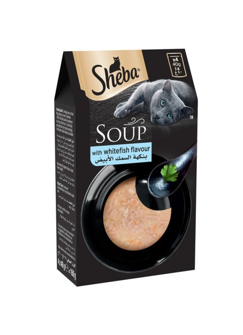 Sheba Soup With White Fish Cat Food 4x40g