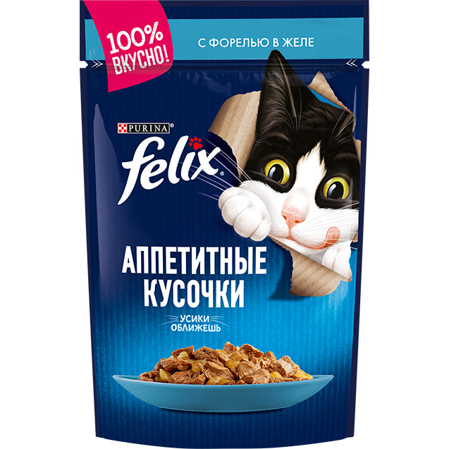 Felix Appetizing pieces, with trout in jelly 85G - PetYard