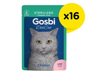 Gosbi Delicat Sterilised Chicken Loaf Pate Cats 16x70g