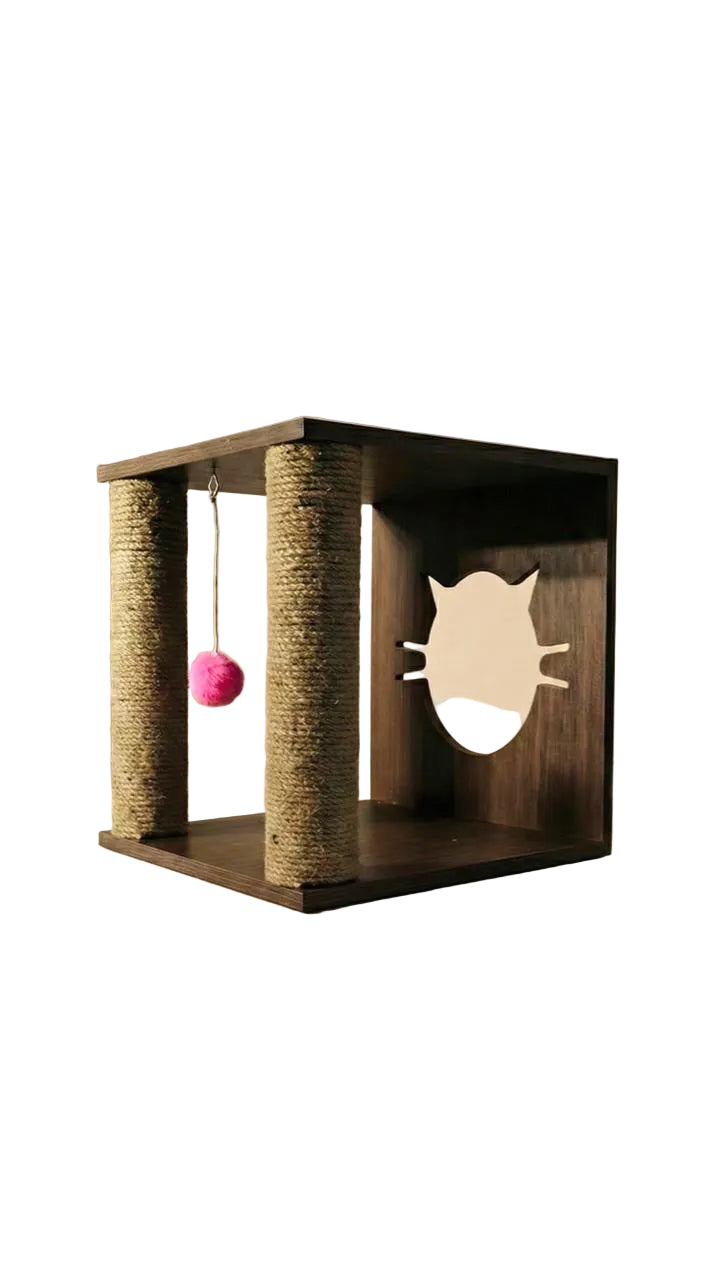 Petmoda Moda Living Premium Wooden Cat House & Scratcher (40x40cm)