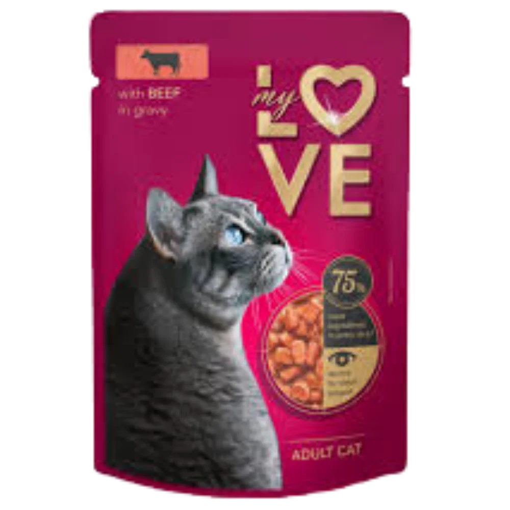 My Love Wet Food For Adult Cat With Beef In Gravy 85g