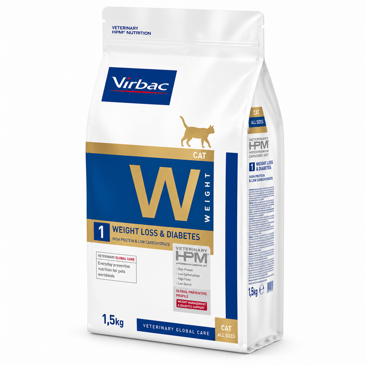 Virbac Veterinary HPM Cat W1 Weight Loss & Diabetes 1.5kg