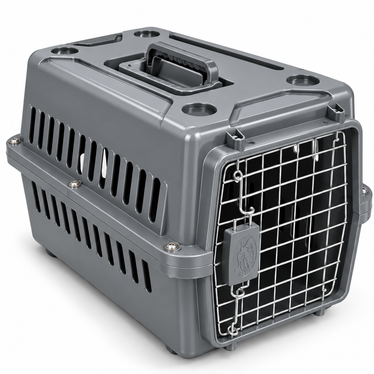 Hard-Shell Pet Carrier with Metal Door for Cats & Small Dogs