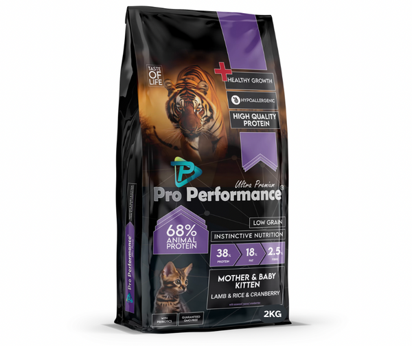 Pro Performance Mother & Baby Kitten Dry Food with Lamb, Rice & Carberry 2KG