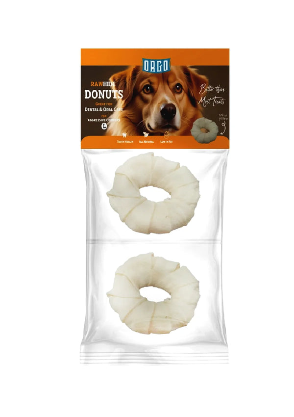 Orgo Rawhide Donuts For Dog Dental Oral Care 2 PC L