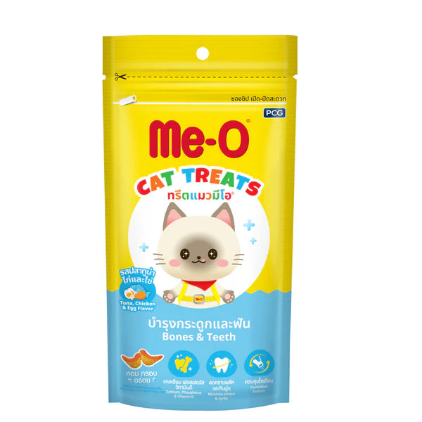 Me-O Cat Treats with Tuna, Chicken & Egg for Bones & Teeth - 50G