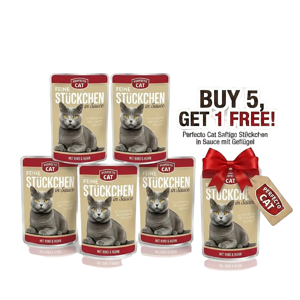 Perfecto Cat Gravy Feine Stuckchen in Beef & Chicken 100G - Buy 5 Get 1 FREE!
