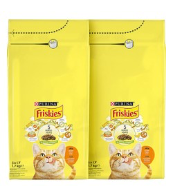 Purina Friskies Dry Food with Chicken for Adult Cats 2 x 1.7kg