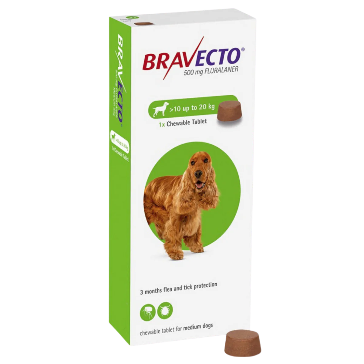 Bravecto MSD 10-20Kg Adult Dog Flea & Tick Treatment - 1 Tablet