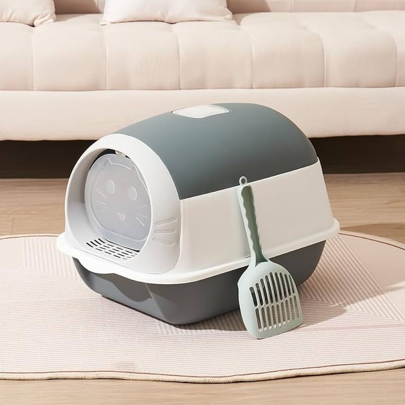 Cat Litter Box Closed Toilet Box with Groove Litter Box Closed for Cats Modern and Distinctive