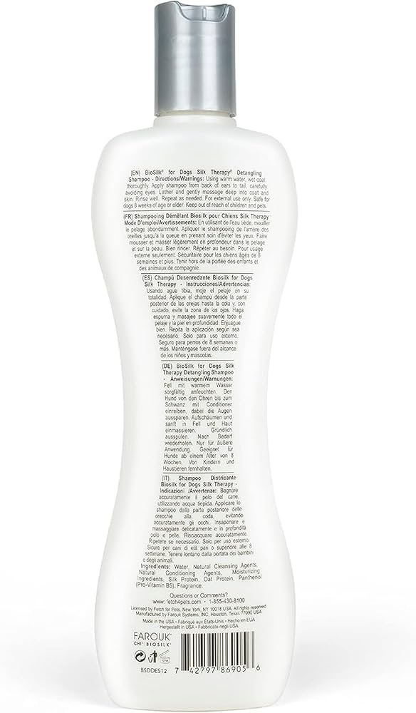 Biosilk for Dogs Silk Therapy Detangling Shampoo 355ml