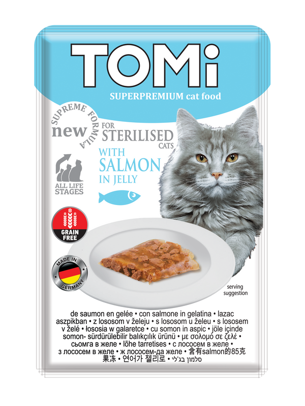 Tomi with Salmon for Sterilised Cats in Jelly (85G)