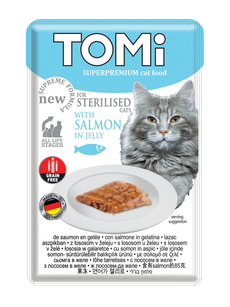 Tomi with Salmon for Sterilised Cats in Jelly (85G)