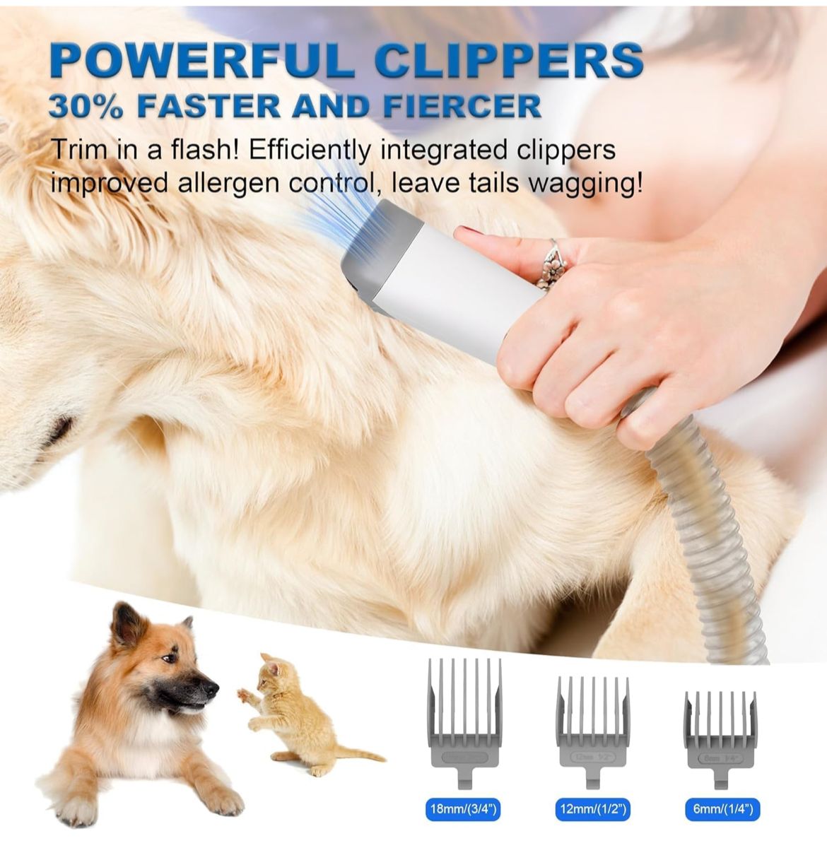 3-in-1 grooming kit: vacuum, dryer, and clippers