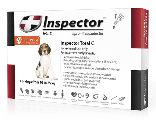 Inspector Total C Spot-on For Dogs From 10 To 25 kg (Fipronil , Moxidectin ) X 1 Pipette