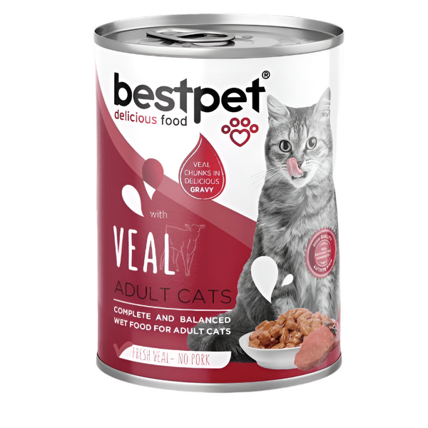 Bestpet Adult Cat with Veal wet food 400 gm