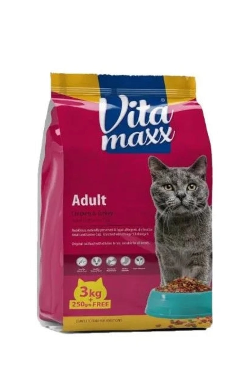 Vita maxx for Adult and Senior Cats with Chicken & Turkey - 3KG+250G Free - PetYard