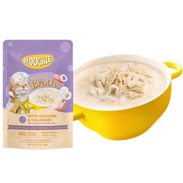 Moochie Creamy Broths with Chicken & Calamari (40g) - PetYard