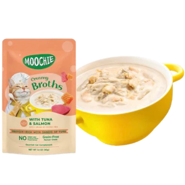 Moochie Creamy Broths with Tuna & Salmon (40g) - PetYard