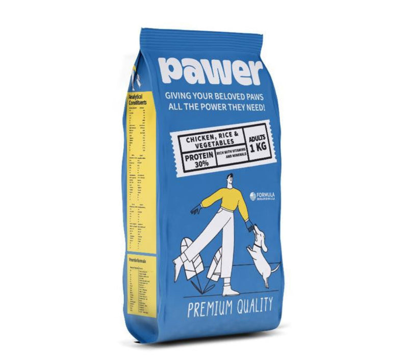 Pawer Dry Food with Chicken, Rice & Vegetables for Adult Dogs 1kg - PetYard