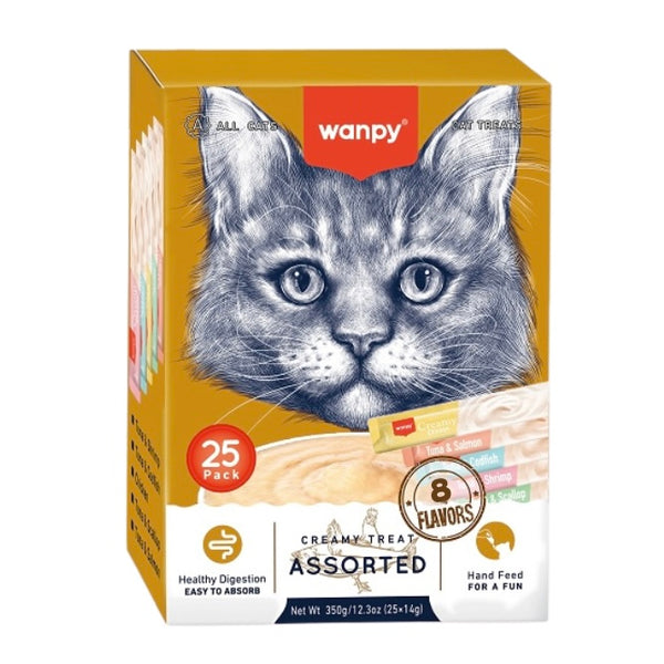 Assorted Wanpy Cat Creamy 8 Different Flavors (25 Pieces) - PetYard