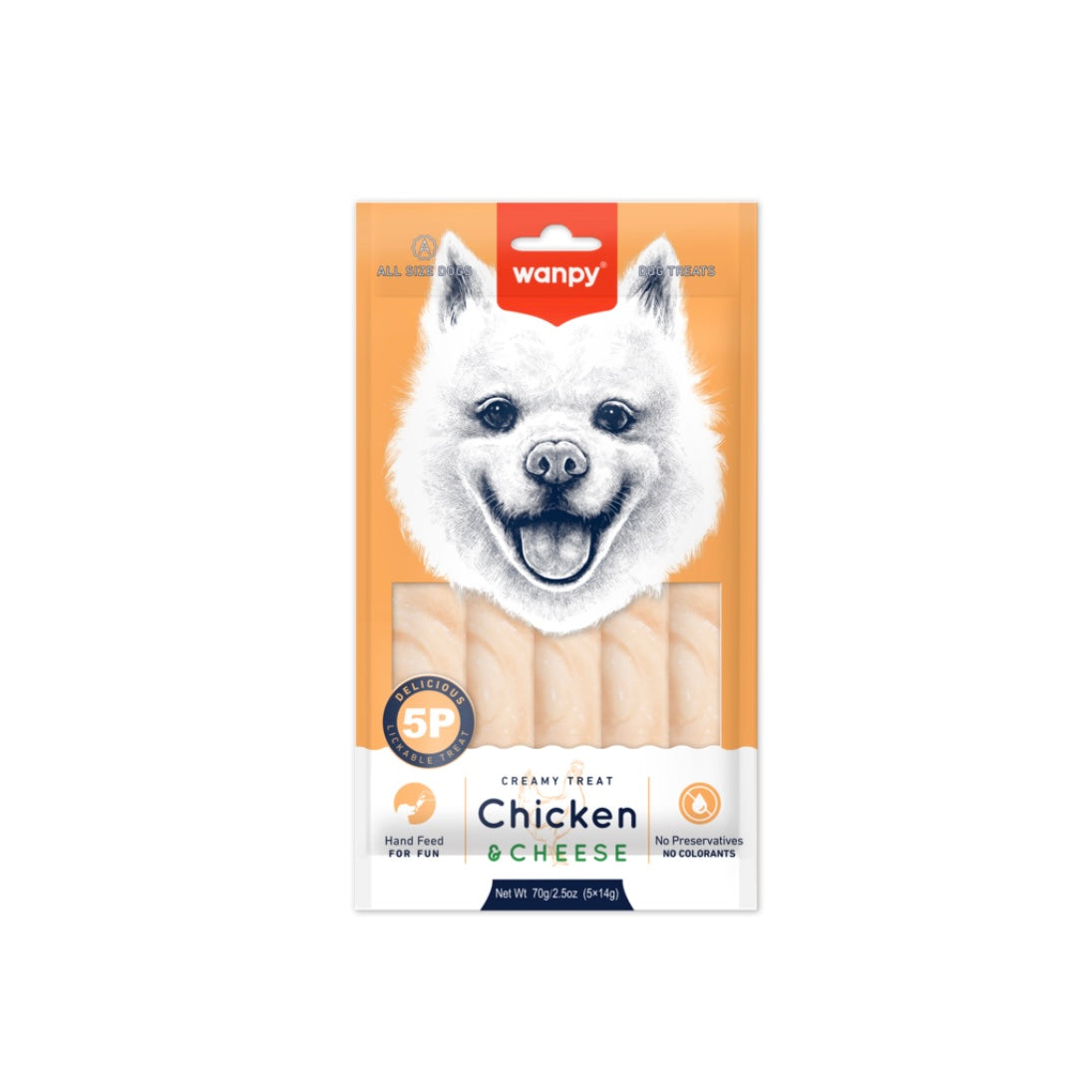 Wanpy Dog Creamy Treat Chicken & Cheese Flavor (5 Pieces)