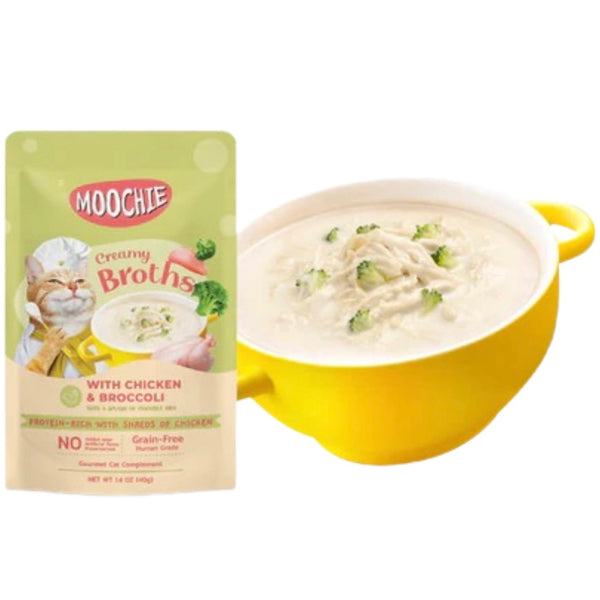 Moochie Creamy Broths with Chicken & Broccoli (40g) - PetYard