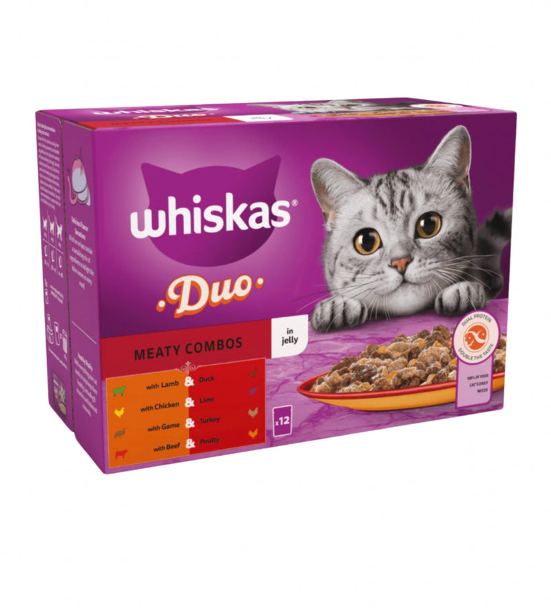 WHISKAS® DUO Meaty Combos in Jelly 1+ Adult Wet Cat Food Pouches 12 x 85g