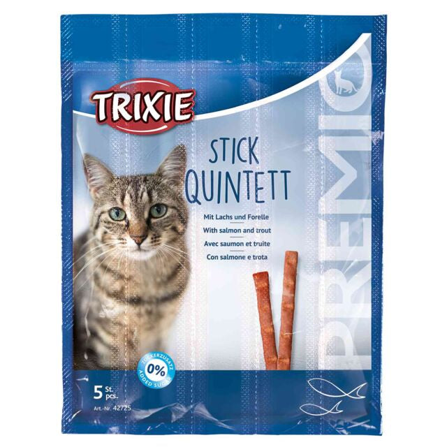 TRIXIE PREMIO CAT STICK QUINTETT with salmon and trout 5 sticks 25 g - PetYard