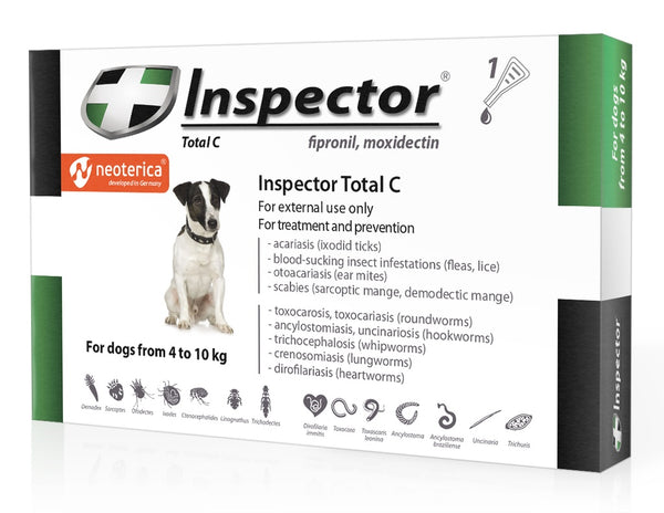 Inspector Total C Spot-on For Dogs From 4 To 10 kg (Fipronil , Moxidectin )