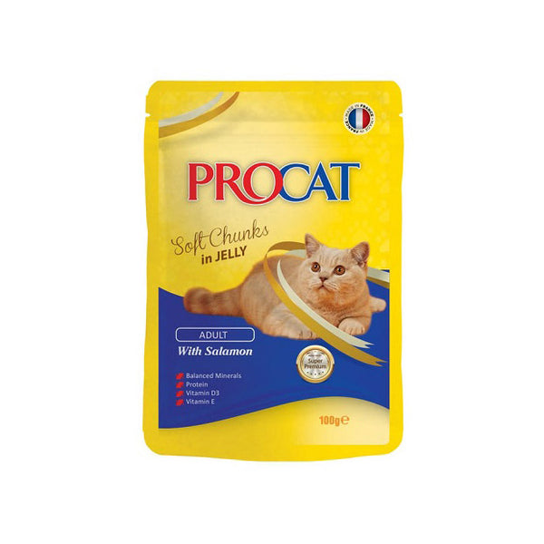 Procat Soft Chunks in Jelly with salmon 100g - PetYard