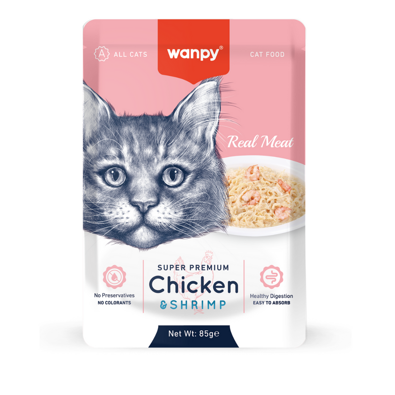 Wanpy Adult Cat Real Meat Chicken & Shrimp 85 g Pouch - PetYard