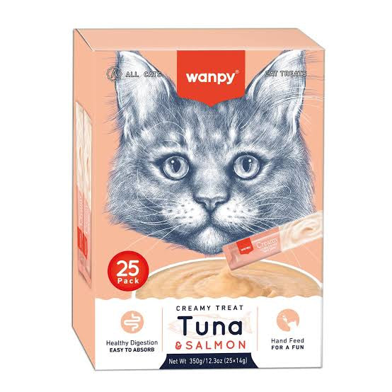 Wanpy Cat Creamy Treat Tuna & Salmon Flavor (25 Pieces) - PetYard