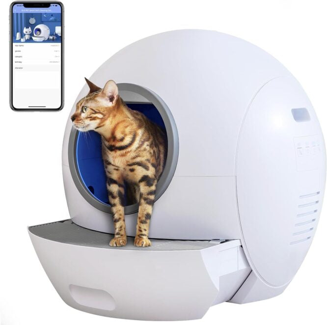 Naomi Smart Cat Litter Box Automatic Self-Cleaning-White